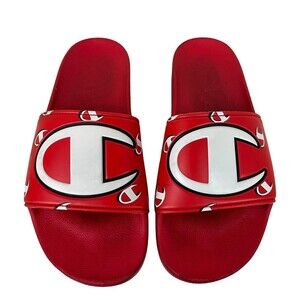 CHAMPION IPO Sandals  Men's Size 8  Camo Logo Slide  Red